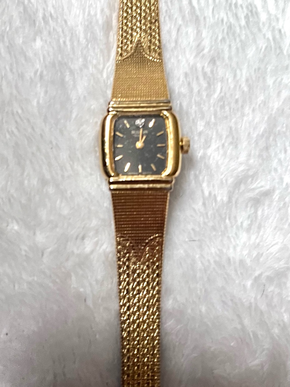 Classic Bulova Vintage Gold-Tone Women’s Bracelet Watch with Black Dial